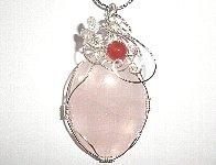 ローズクオーツ ワイヤーアートペンダント