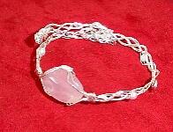 ローズクォーツ ワイヤーアートバングル